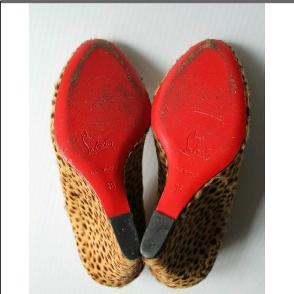 Christian Louboutin Cheetah Pony Hair Wedge / Size 36 / Authentic Heel - Picture 11 of 12